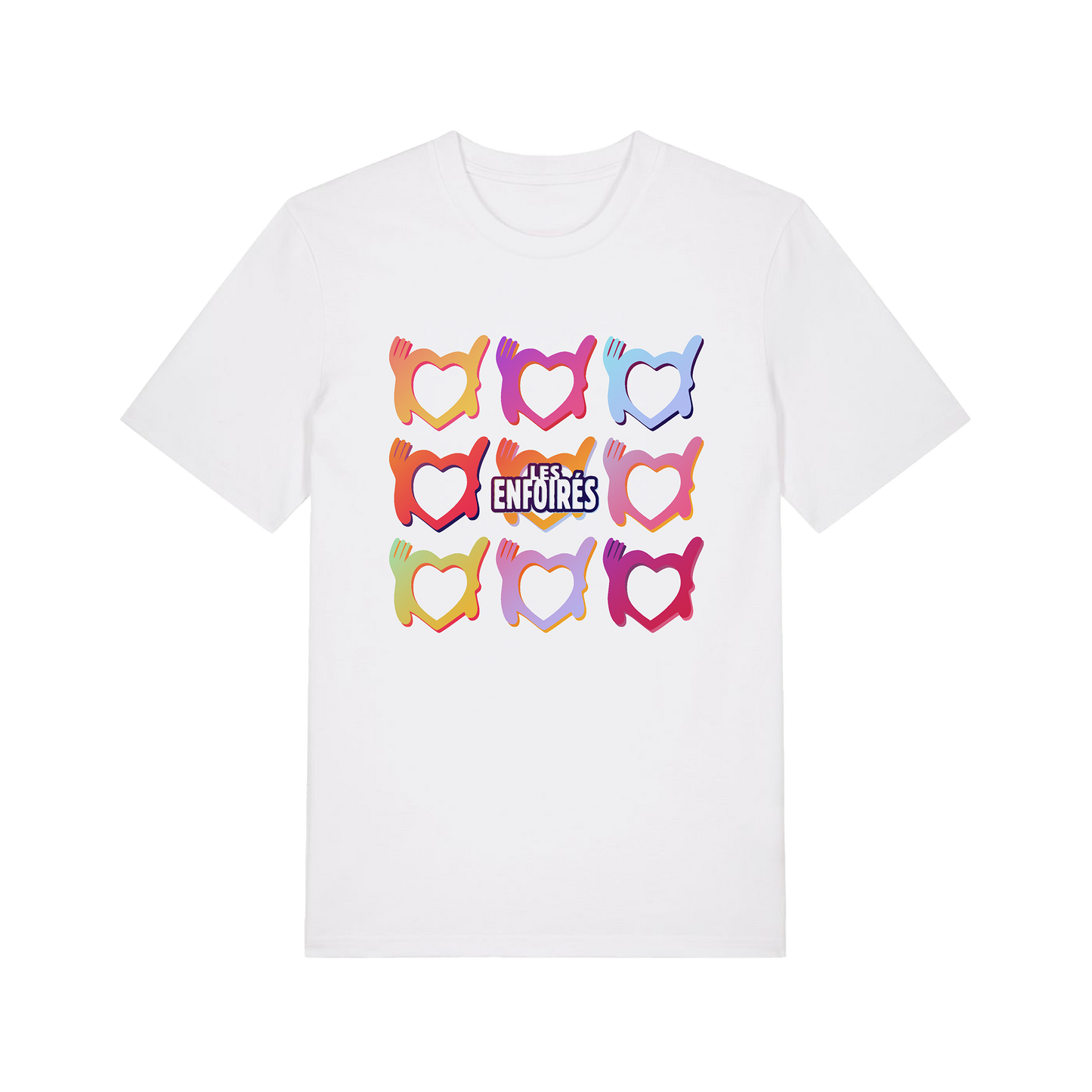 T-shirt unisexe cœurs dégradés blanc