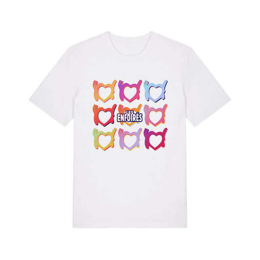 T-shirt unisexe cœurs dégradés blanc