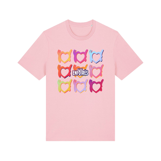 T-shirt unisexe cœurs dégradés rose