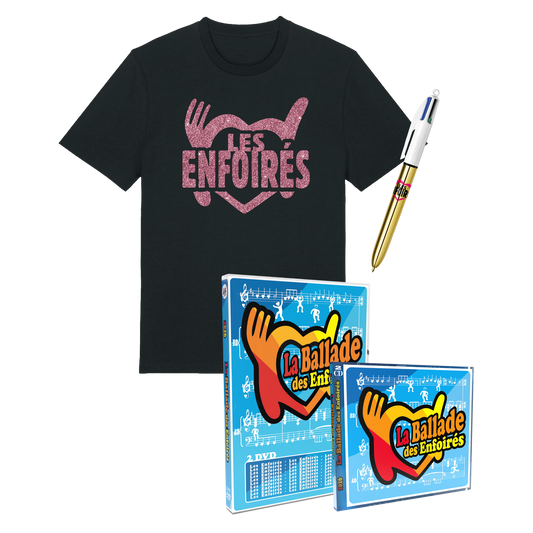Superpack T-shirt + DOUBLE CD et DVD « 2026, La ballade des Enfoirés » + Stylo Bic